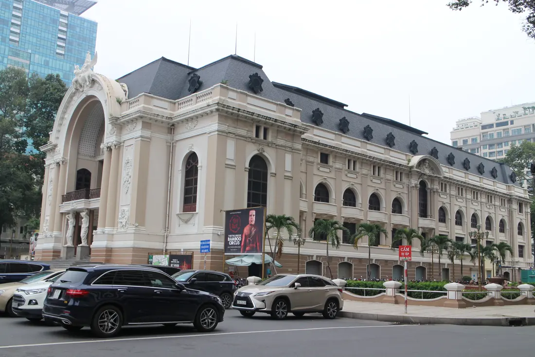 The ornate French-colonial exterior of the Saigon Opera House in Ho Chi Minh City